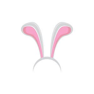 白色复活节兔子时髦的面具与兔子耳朵隔绝在白色背景。矢量儿童复活节派对面具