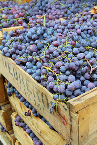 红葡萄在当地市场上的瓦尔帕莱索，智利