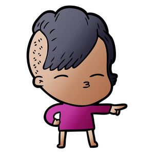 卡通斜视女孩的矢量插画照片