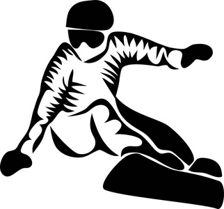 黑白雪滑雪板风格的黑白矢量插图照片