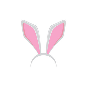 白色复活节兔子时髦的面具与兔子耳朵隔绝在白色背景。矢量儿童复活节派对面具