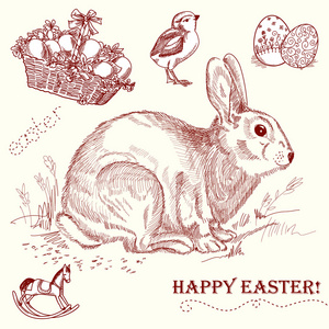 复古复活节兔子图片