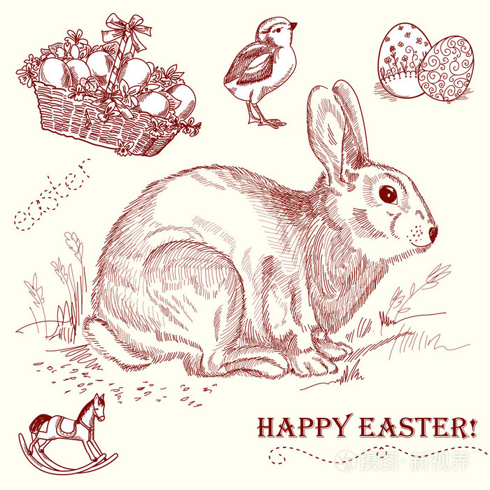 复古复活节兔子