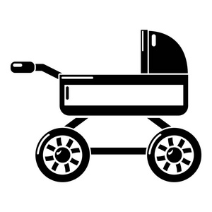 婴儿马车图标, 简单的黑色风格