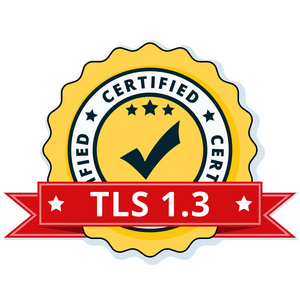 Tls 1.3 认证的标签与红色丝带, 媒介, 例证