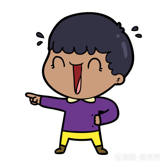 笑卡通男人指着手指