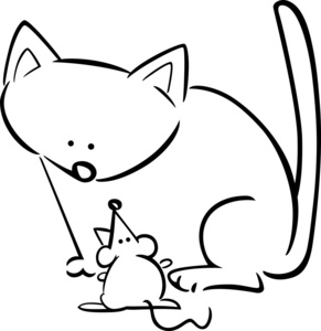 猫追着老鼠的简笔画图片