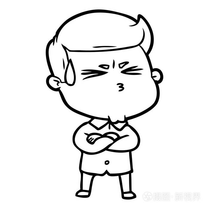 卡通人物出汗的矢量图解插画-正版商用图片04j8q1-摄图新视界