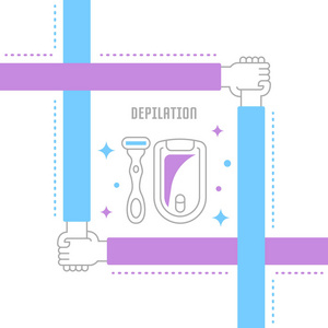 脱毛的线插图。网页横幅和印刷材料的概念。网站横幅和登陆页面模板