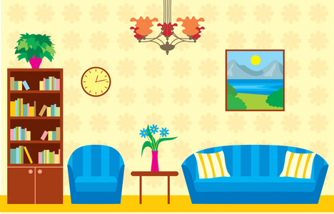 实木家具客厅插画-实木家具客厅手绘-实木家具客厅卡通图-摄图新视界