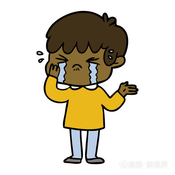 卡通男孩哭泣的媒介例证