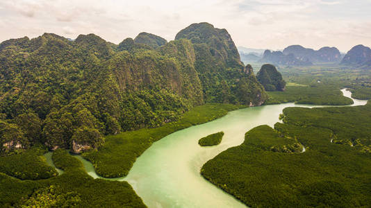 泰国甲米鸟瞰山景