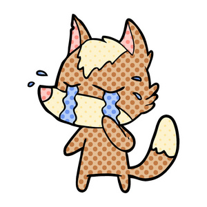 卡通脸动画片哭泣的宇航员女孩扁平颜色风格动画片哭泣的狼卡通女孩