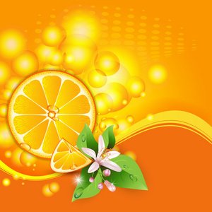 用多汁的橙色水果切片的抽象背景