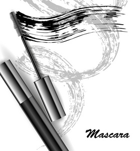 睫毛膏和画笔描边矢量 美容和化妆品的背景。矢量图