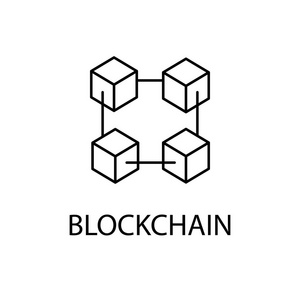 Blockchain 矢量图标或设计元素在大纲样式