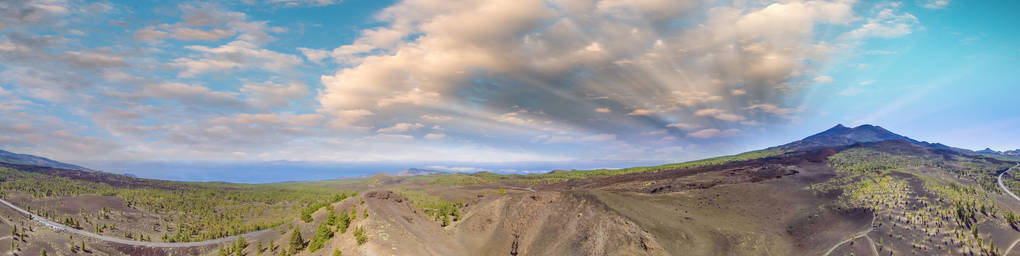 西班牙特内里费岛黄昏 Teide 全景鸟瞰图