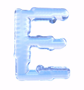 冰的字体。信 e.大写，在白色背景上孤立