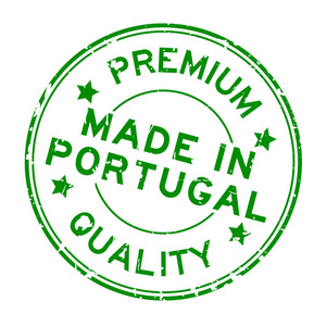 白色背景的葡萄牙圆形橡胶印章印章的垃圾绿色溢价质量