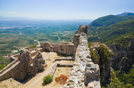 遗址的旧堡在 mystras，希腊