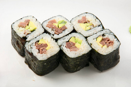 卷寿司。寿司菜单。日本料理