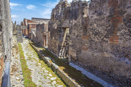被毁古城庞贝庞贝那不勒斯意大利的街道和石屋