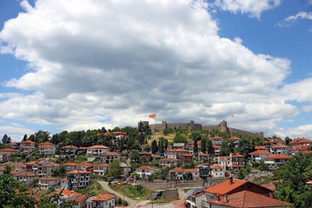塞缪尔堡垒在奥赫里德城市风景馬其頓