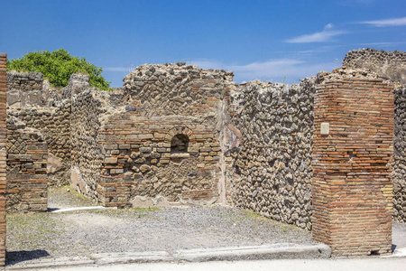 被毁古城庞贝庞贝那不勒斯意大利的街道和石屋