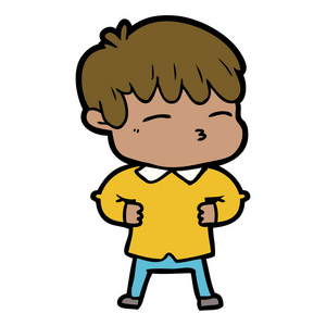 卡通好奇男孩的矢量插图照片