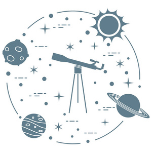科学 望远镜, 太阳, 月亮, 行星, 星星