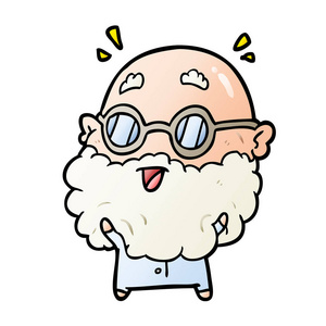 可爱的卡通老人惊讶的老头照片