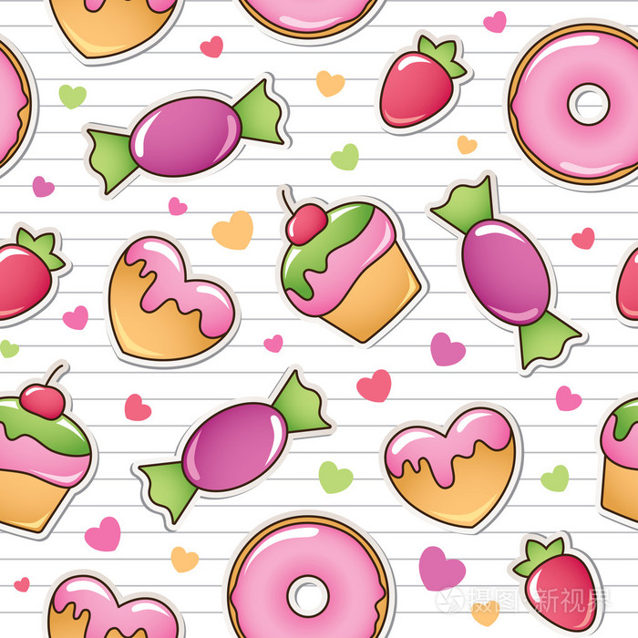 无缝模式与糖果插画-正版商用图片04kkkc-摄图新视界