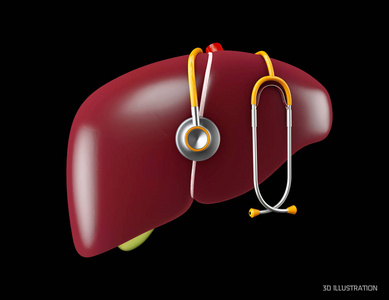 人体肝脏解剖。人体内脏符号. 3 d 例证在黑色背景被隔绝, 3d 例证