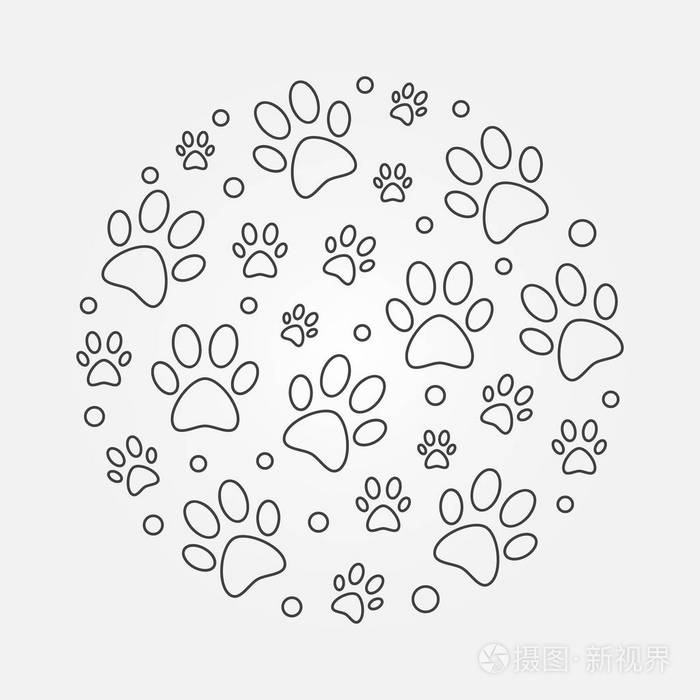 狗脚印圆形矢量轮廓图插画-正版商用图片04kl9t-摄图新视界