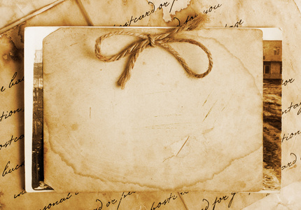 复古背景与旧纸张, 信件和照片照片