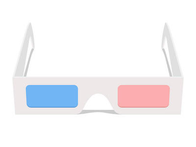 在白色背景上的 3d 眼镜