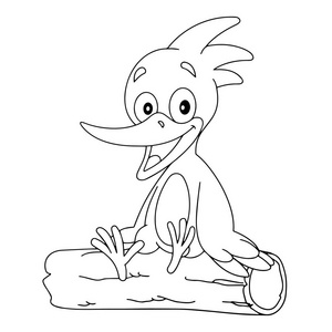 可爱的卡通啄木鸟在白色背景的儿童版画, t恤, 彩色书, 有趣和友好的性格的孩子