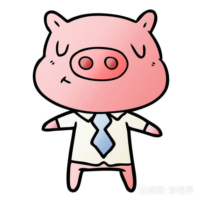 卡通内容猪衬衫和领带