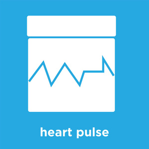 蓝色背景下孤立的心脏脉搏图标