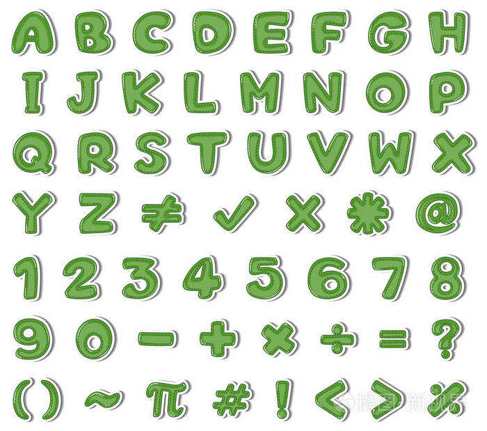 英文字母和数字在绿色中的字体设计