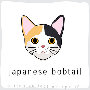 日本筒尾猫矢量插图