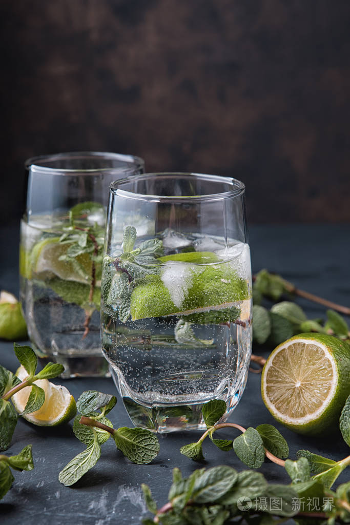 石灰薄荷莫吉托玻璃杯