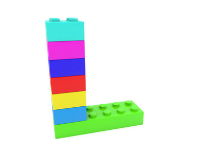 字母 L 概念从玩具砖建立. 3 d 插图
