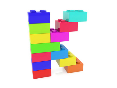 字母 K 概念从玩具砖建立. 3 d 插图