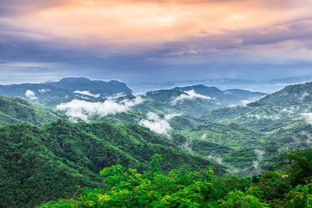 在泰国的山与薄雾细节景观自然