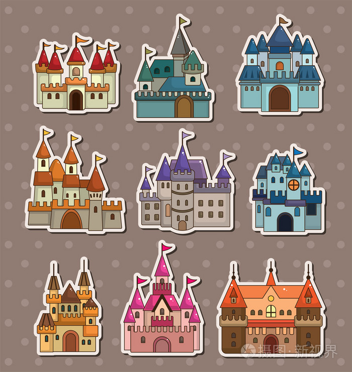 卡通童话城堡贴纸
