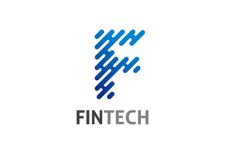 fintech 和数字金融技术的现代标志概念设计