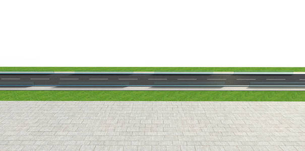 用隧道和绿地绘制道路, 侧面视图照片