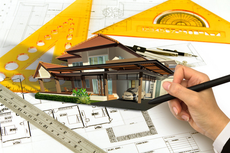 个 手绘制蓝图的一所房子 相似素材图片