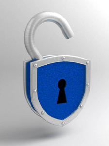 打开钢铁在白色背景上打开锁照片